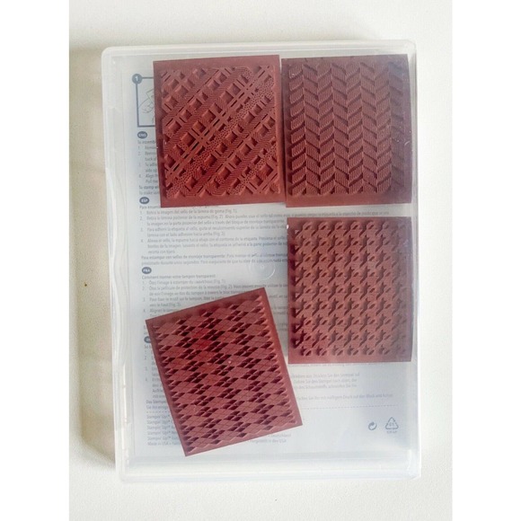 Stampin' Up! "BEYOND PLAID" Stamp Set of 4 Retired Unmounted Rubber Stamps - Picture 3 of 7